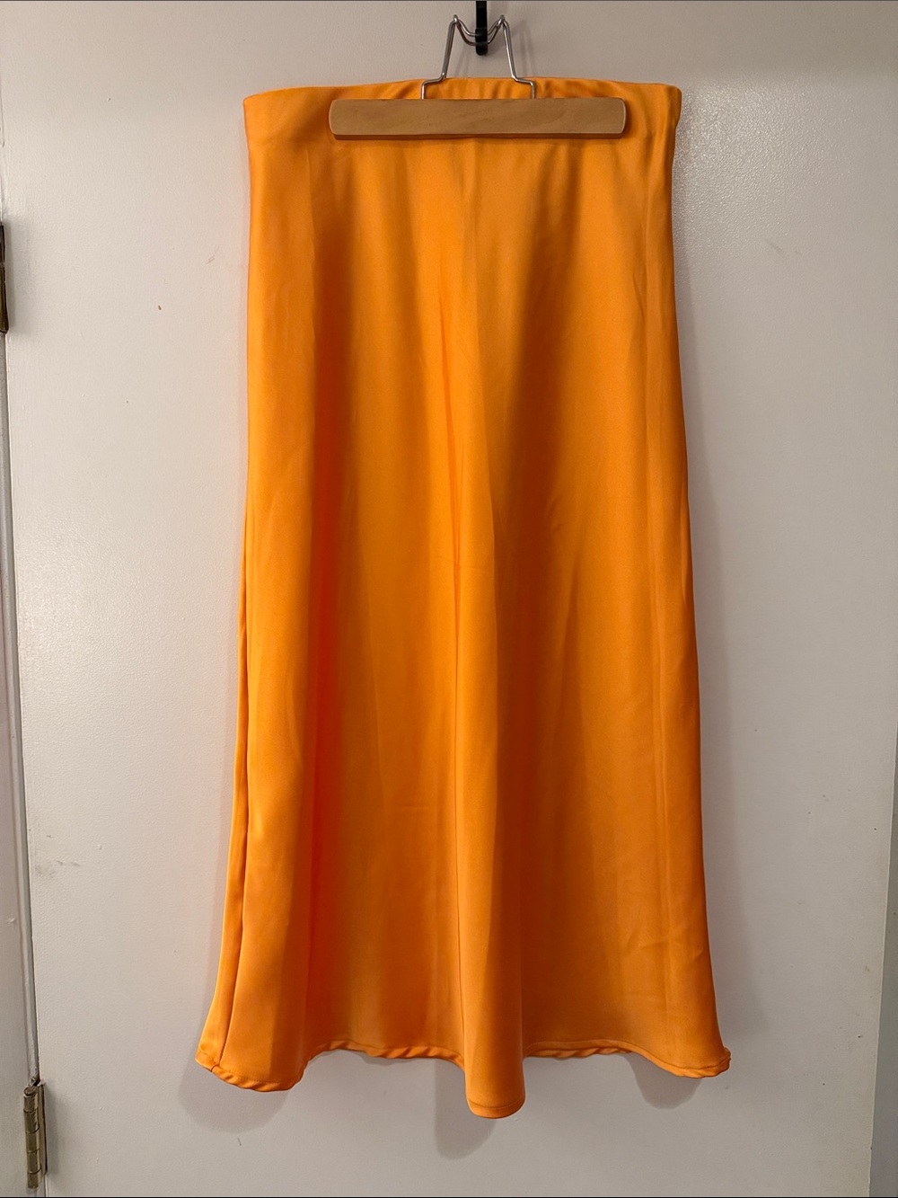 Renee C. Vibrant Orange Midi Slip Skirt